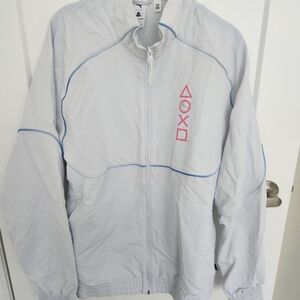 Puma White Windbreaker with Pink and Blue Accents